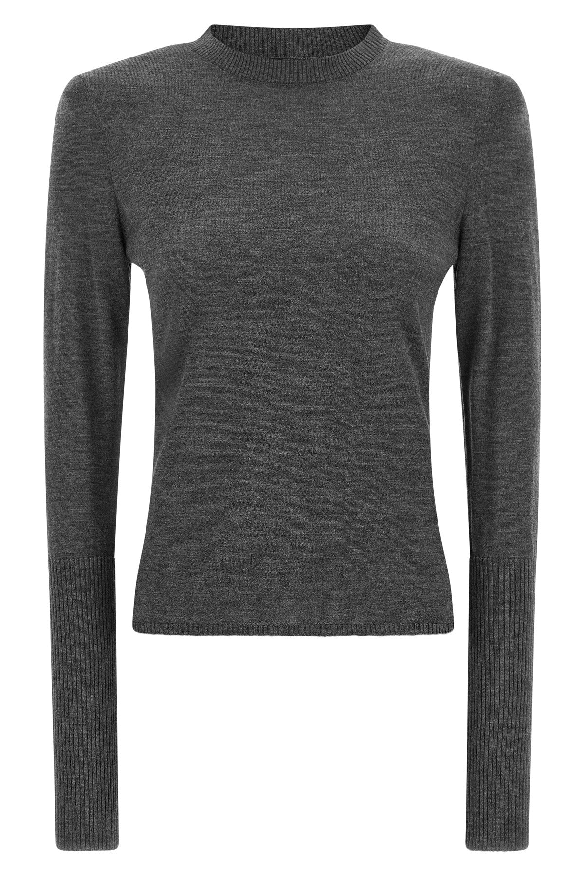 the pinko crewneck sweater is distinguished by a construction that elevates the