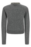 the pinko cardigan in a fine grey mélange wool and alpaca blend stands out for a