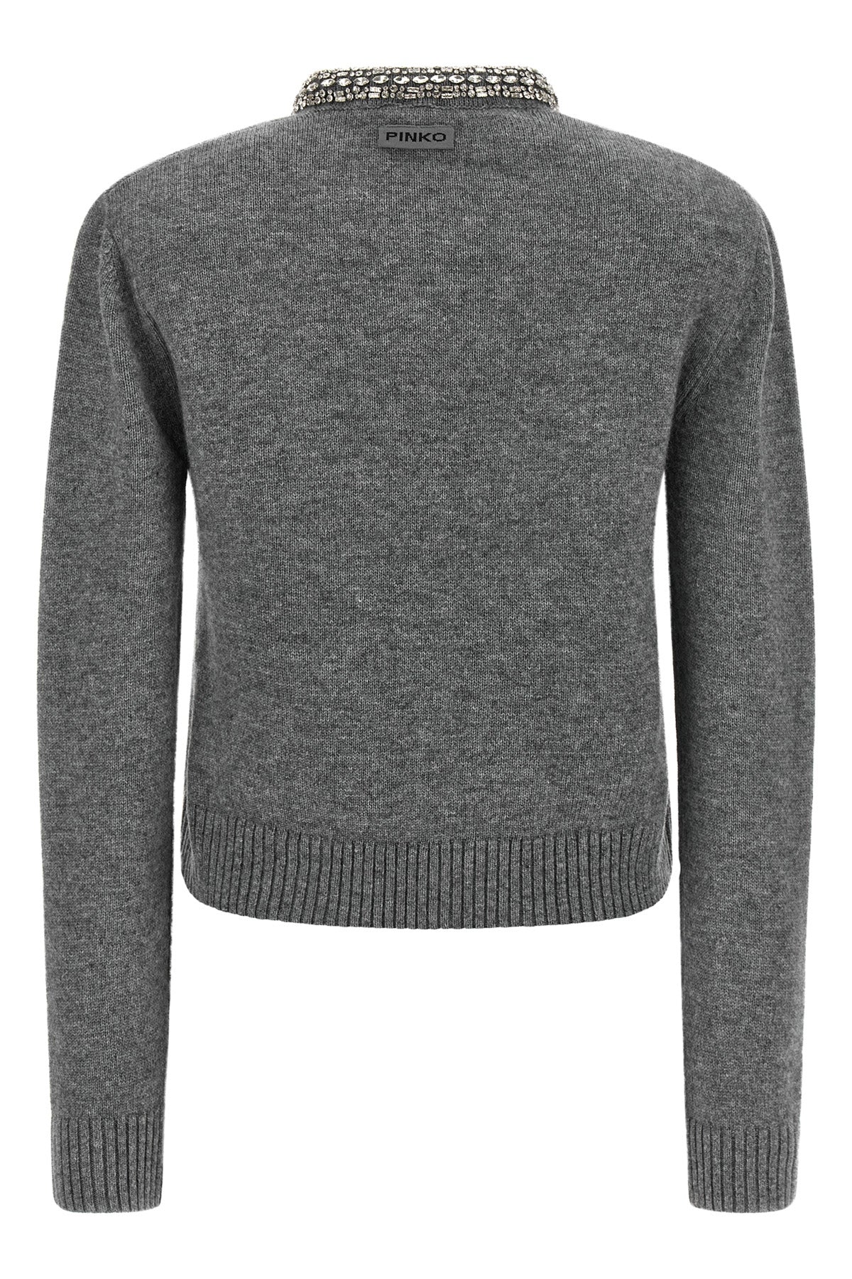 the pinko cardigan in a fine grey mélange wool and alpaca blend stands out for a