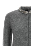 the pinko cardigan in a fine grey mélange wool and alpaca blend stands out for a