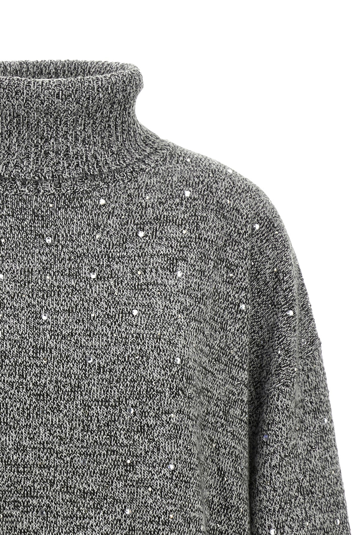 the pinko turtleneck is distinguished by a relaxed silhouette
