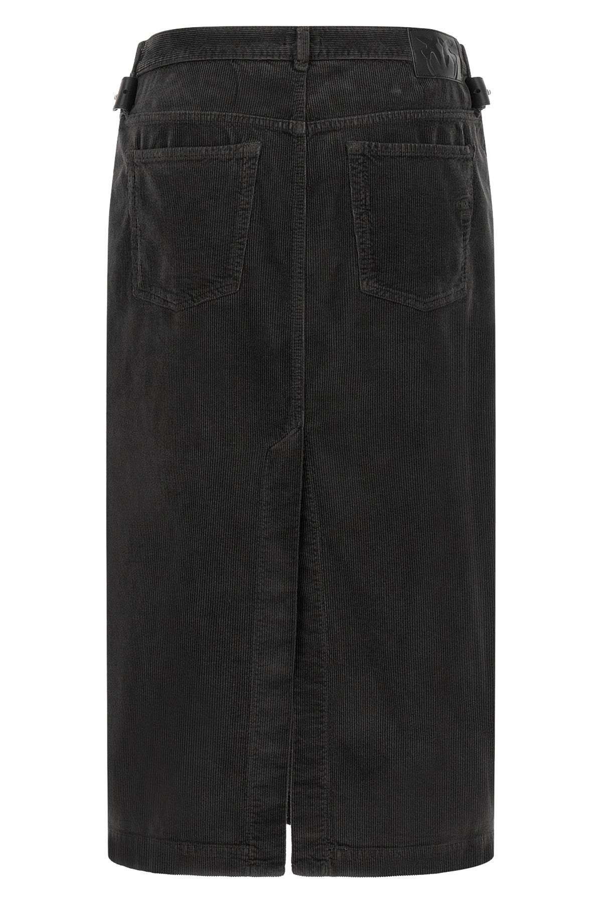the midi skirt pinko redefines the codes of casual dress through a rigorous stra