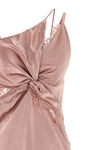 the long sleeveless pinko satin dress
