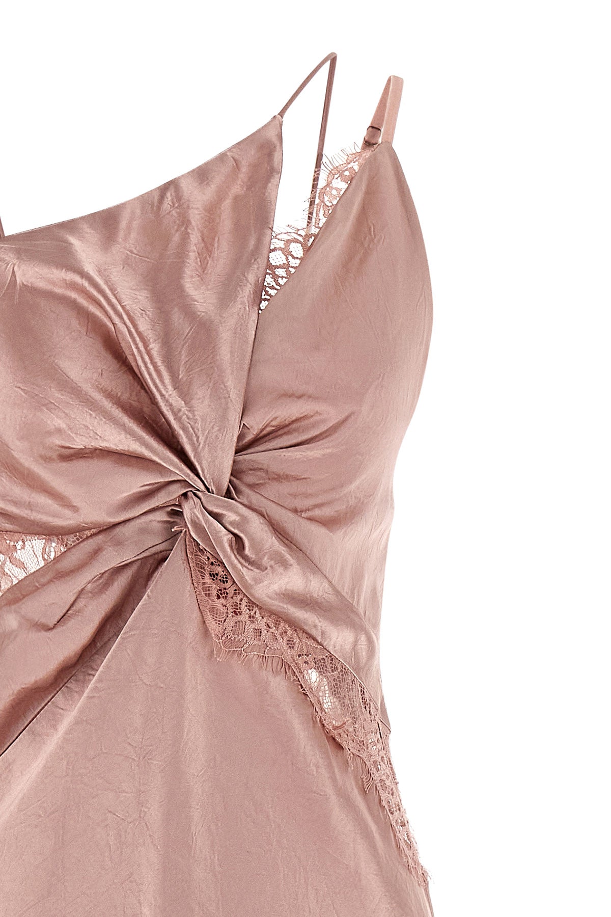 the long sleeveless pinko satin dress