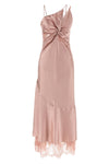 the long sleeveless pinko satin dress
