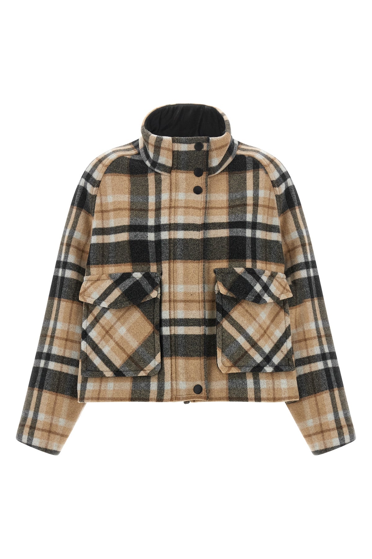 the kaban pinko redefines the volumes of outerwear through a cropped and structu