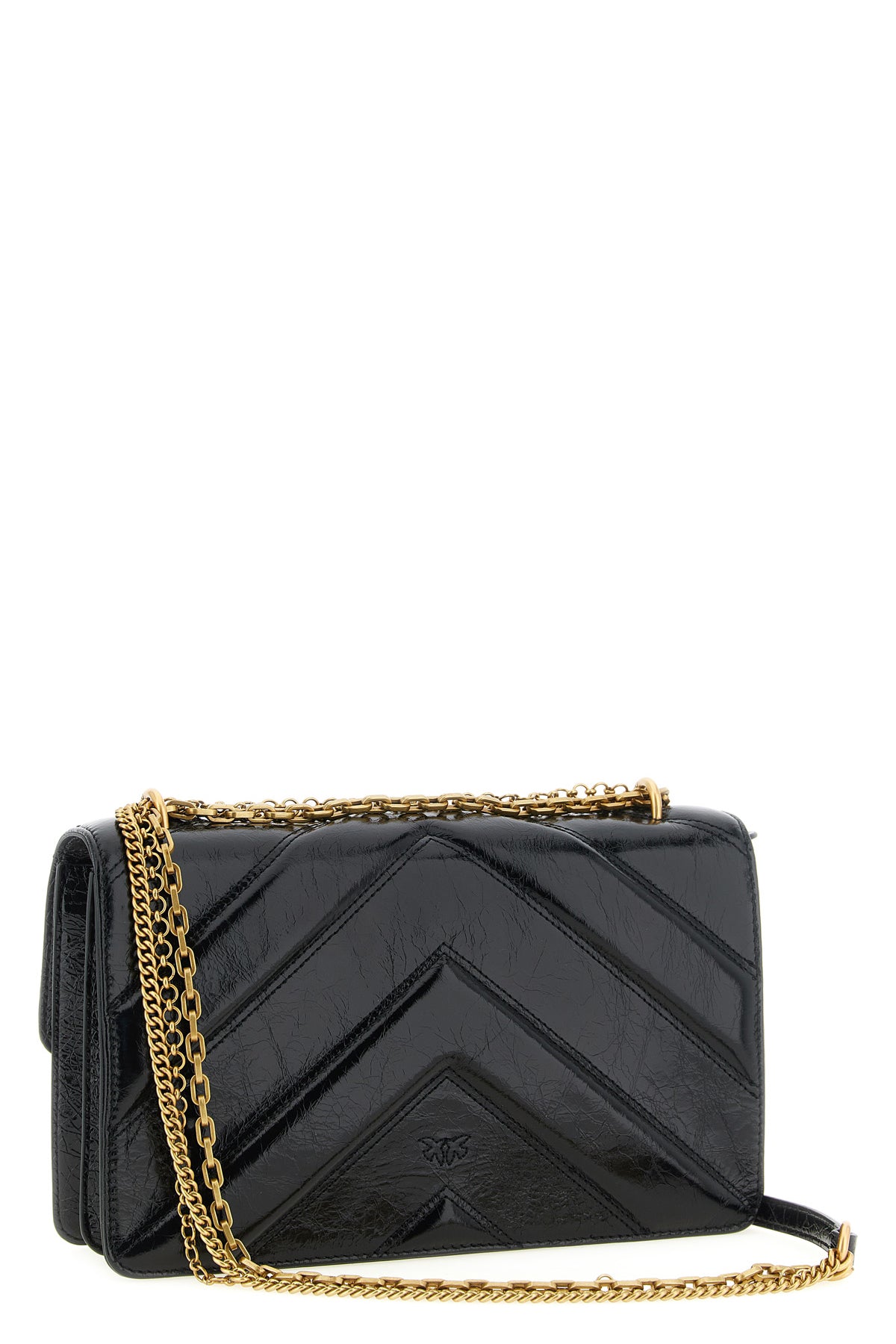 the pinko love shoulder bag is made of pure black calf leather