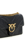 the pinko love shoulder bag is made of pure black calf leather