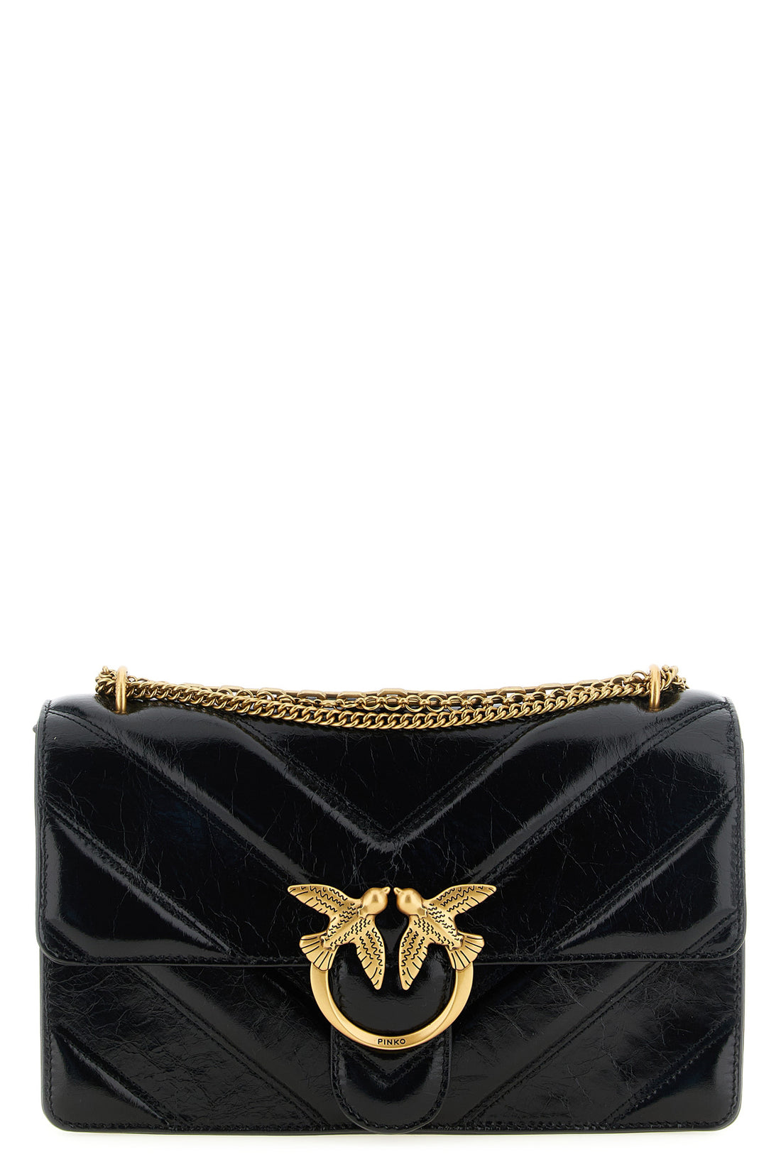 PINKO OS the pinko love shoulder bag is made of pure black calf leather