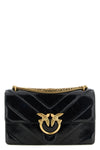 the pinko love shoulder bag is made of pure black calf leather