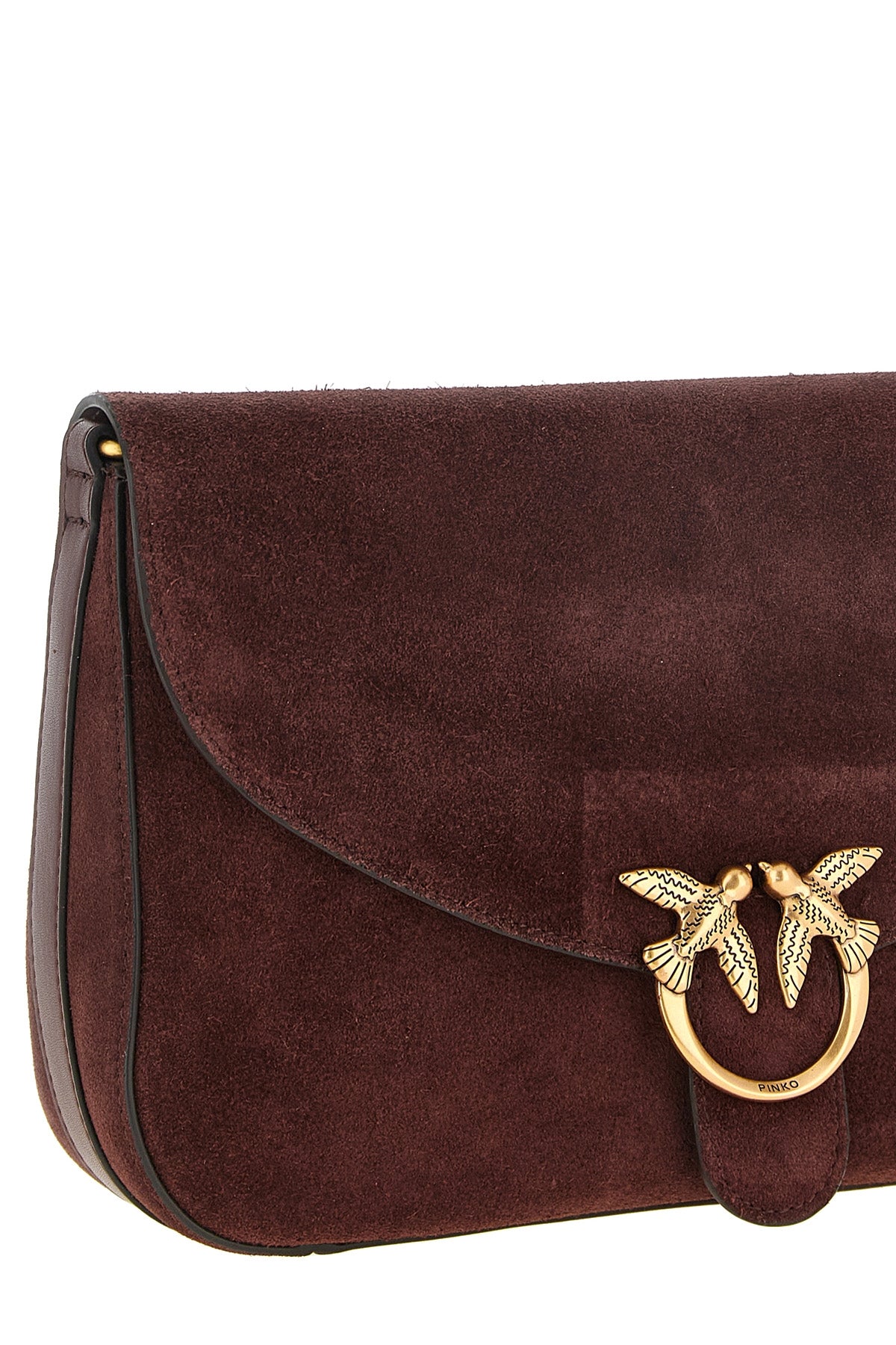 the pinko love satchel medium shoulder bag in burgundy suede stands out for it
