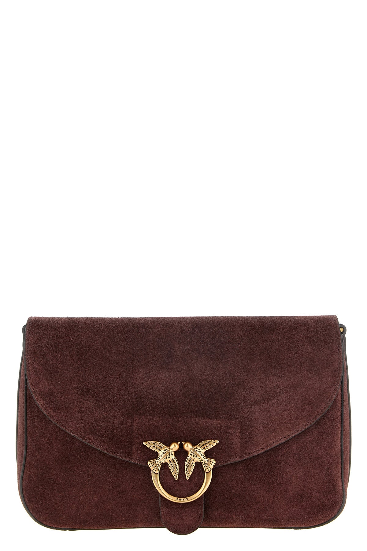 the pinko love satchel medium shoulder bag in burgundy suede stands out for it