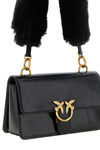 the pinko love one mini shoulder bag in black calf leather is distinguished by