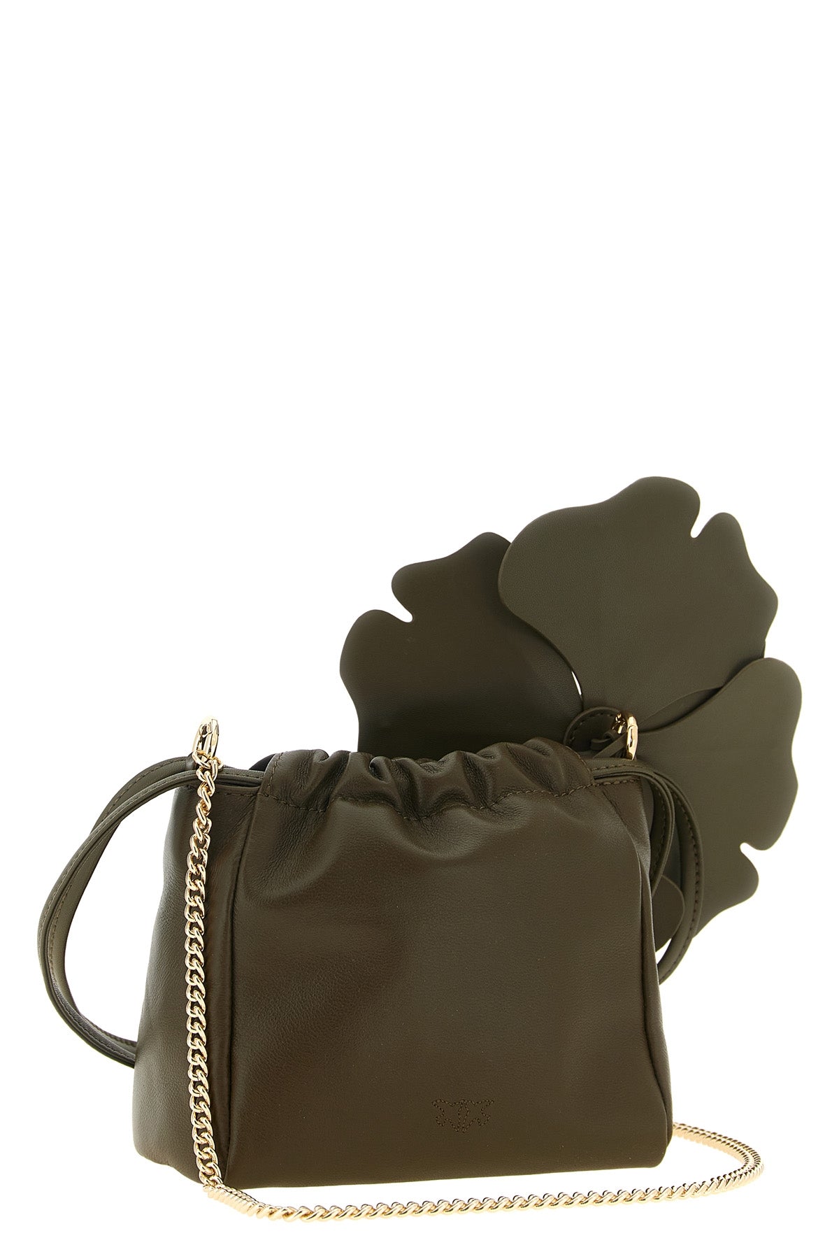 pinkos flower pouch redefines volumes through a soft pouch silhouette in fine