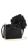 the pouch pinko flower is made of soft black sheep nappa leather