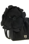 the pouch pinko flower is made of soft black sheep nappa leather