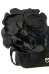 the pinko flower pouch is distinguished by a bucket silhouette entirely covere
