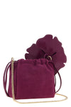 the pinko flower pouch redefines the volumes of leather goods through a soft a