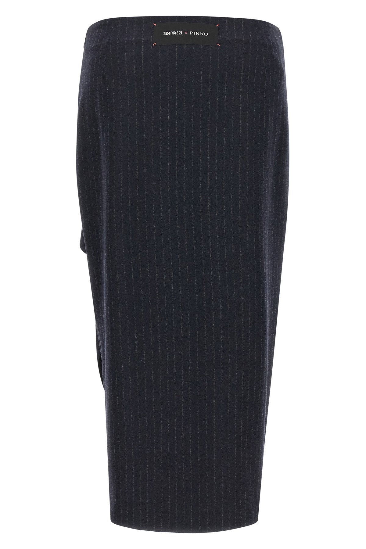 the long pinko capena skirt redefines the codes of tailoring through an asymme