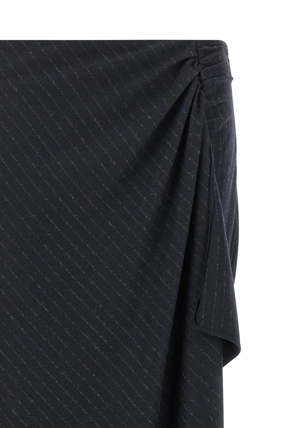 the long pinko capena skirt redefines the codes of tailoring through an asymme