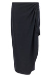 the long pinko capena skirt redefines the codes of tailoring through an asymme