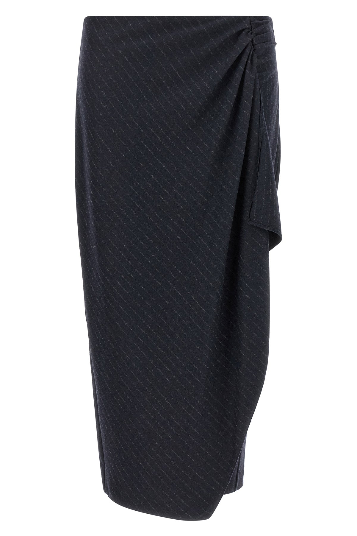 the long pinko capena skirt redefines the codes of tailoring through an asymme