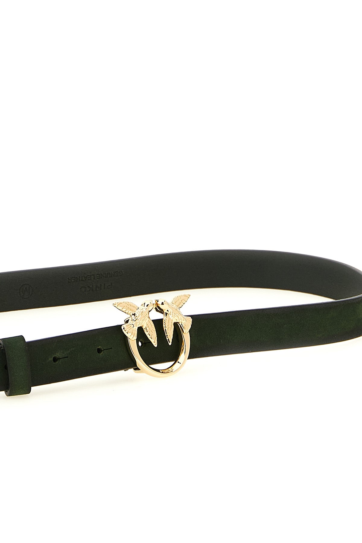 the pinko love berry belt in soft suede defines the silhouette