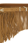 the pinko con frange camel suede belt redefines the concept of a statement acc