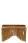 the pinko con frange camel suede belt redefines the concept of a statement acc