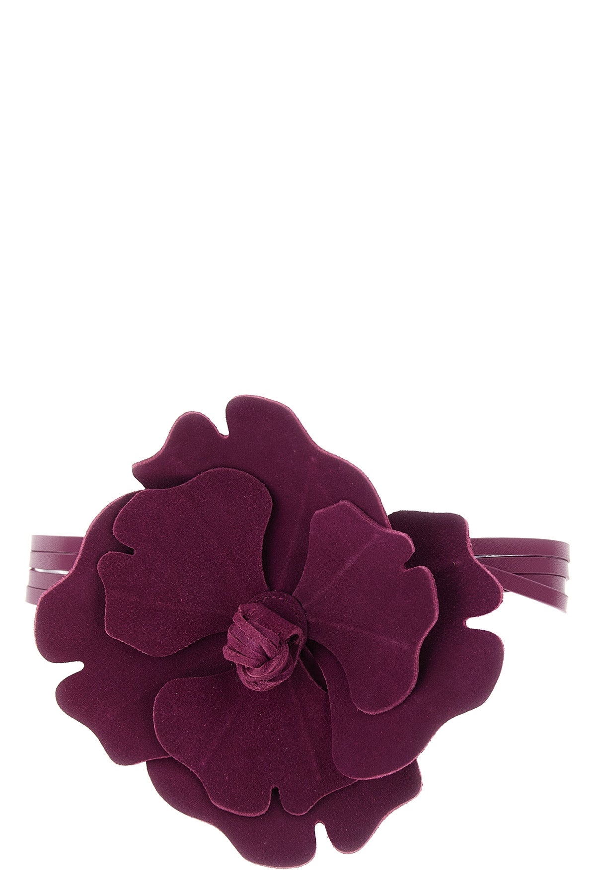 the pinko flower belt redefines the proportions of the accessory through a scu