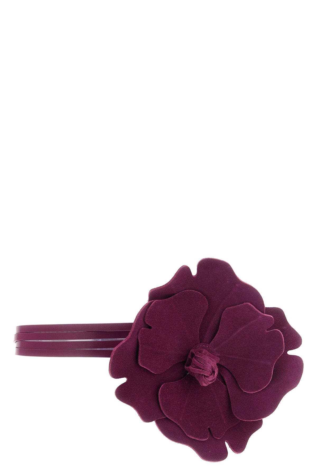 the pinko flower belt redefines the proportions of the accessory through a scu