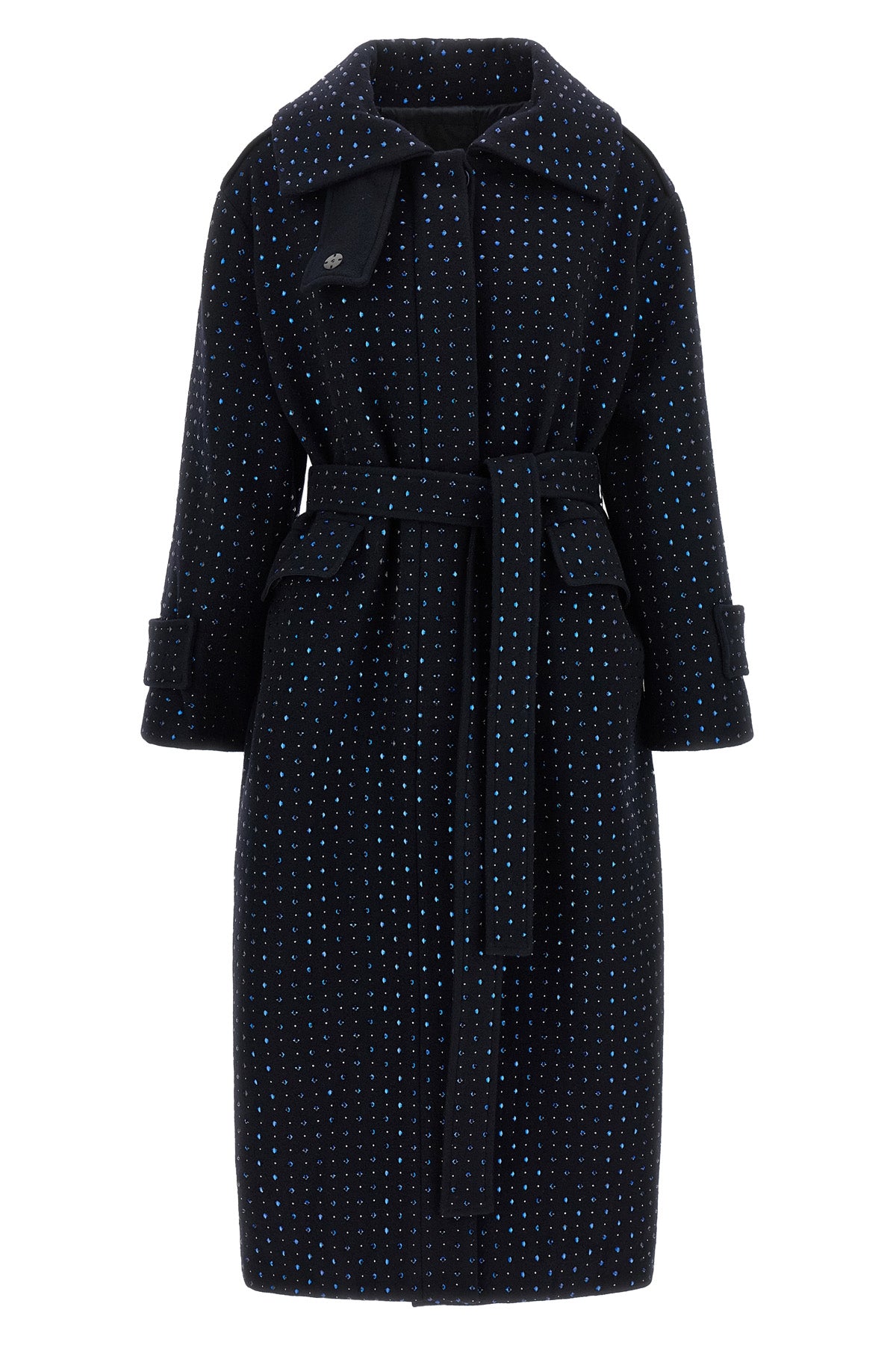 the long pinko peugeot coat redefines the codes of outerwear through a rigorou
