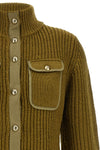 the pinko pispiglio cardigan in olive green wool blend stands out for its half