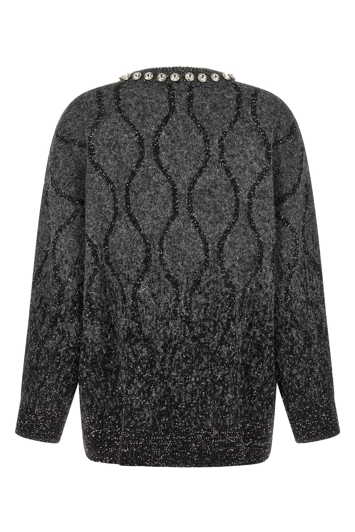the pinko renault sweater redefines knitwear codes through oversized volumes a