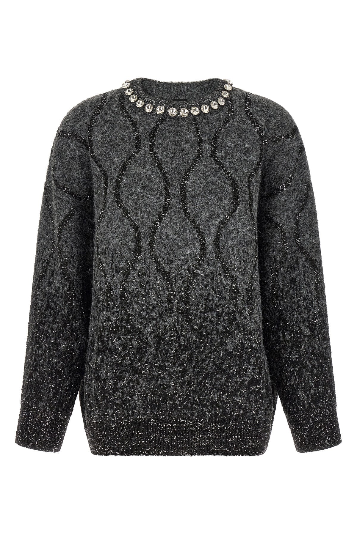 the pinko renault sweater redefines knitwear codes through oversized volumes a