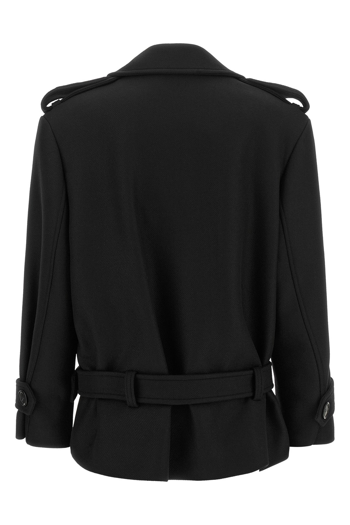 the pinko tornado short coat redefines the codes of outerwear through a rigorous