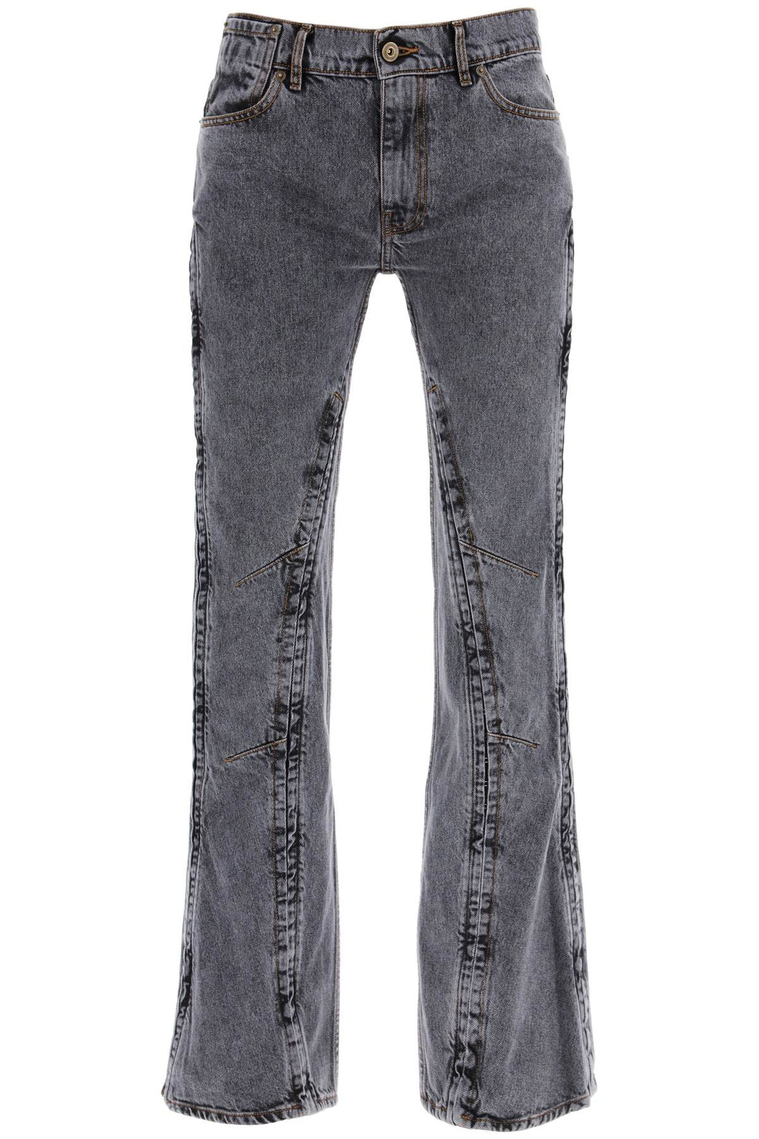 hook-and-eye flared jeans