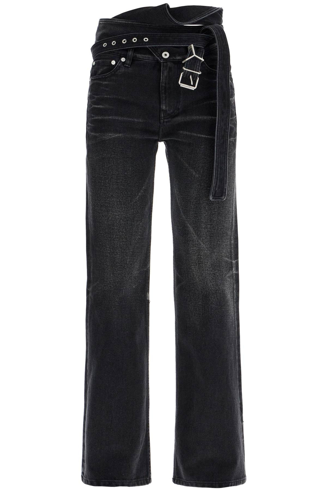 bootcut jeans with criss-cross