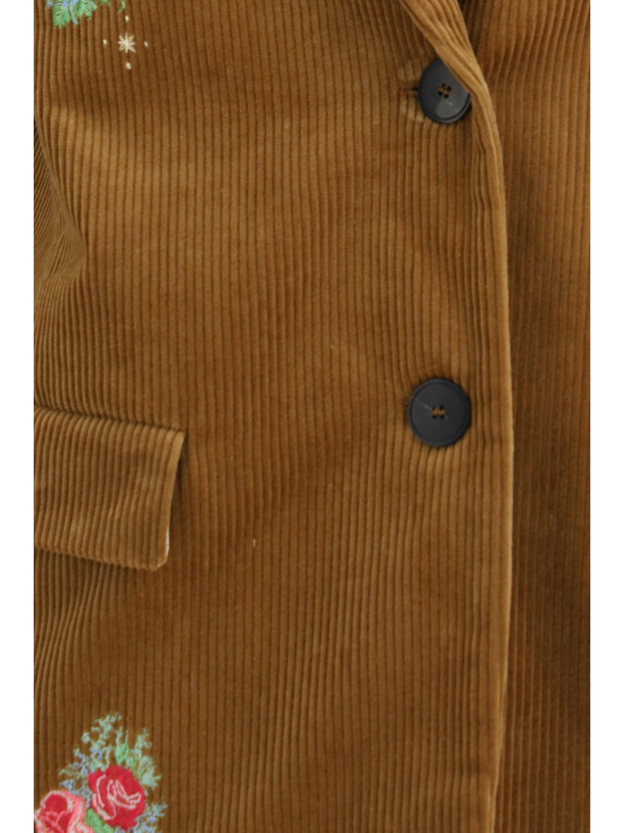 bouquet velvet single-breasted jacket with embroidery