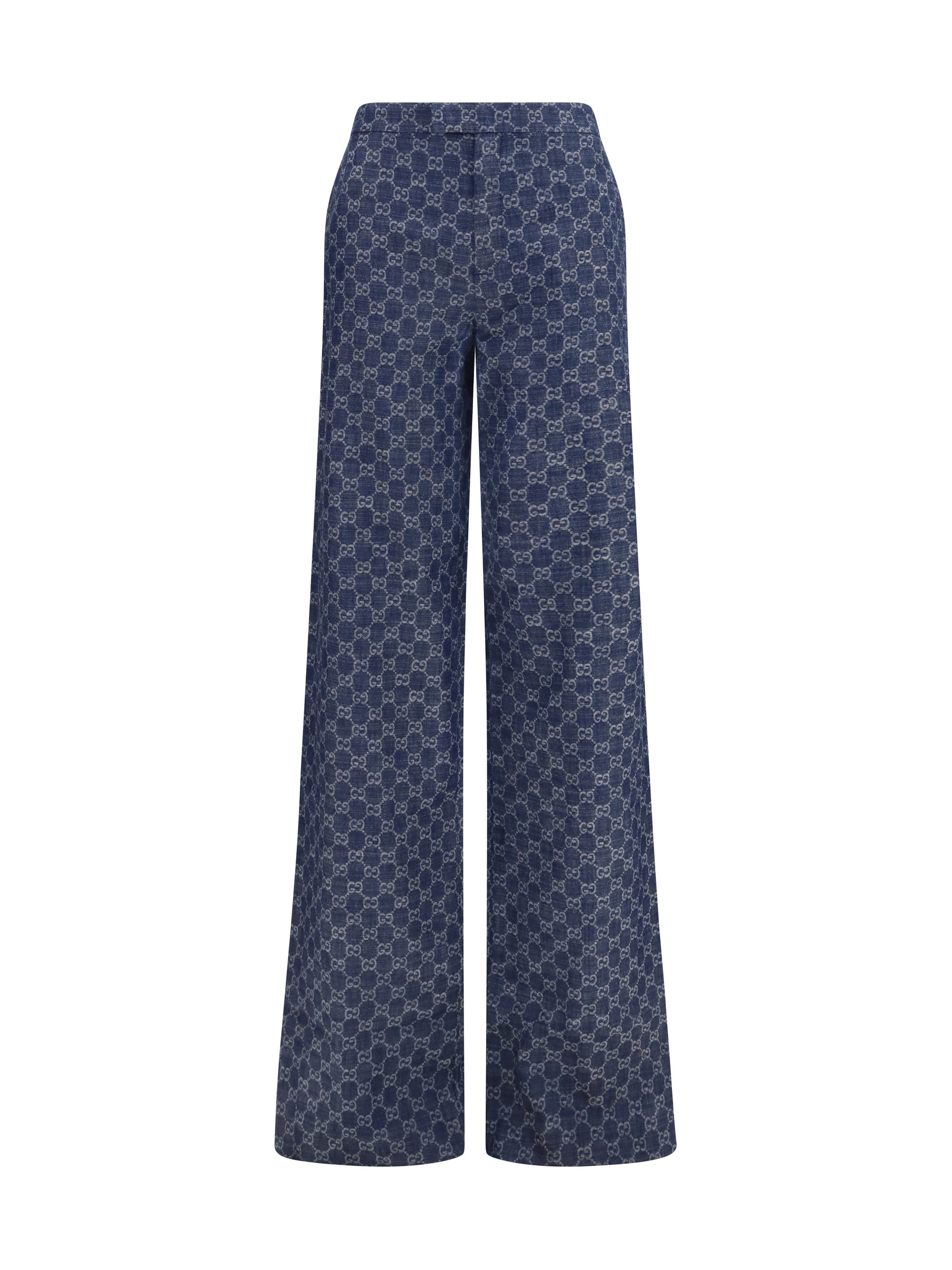 gg cotton jacquard denim pants