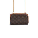 CELINE Cuir Triomphe Chain Clutch Bag – Brown