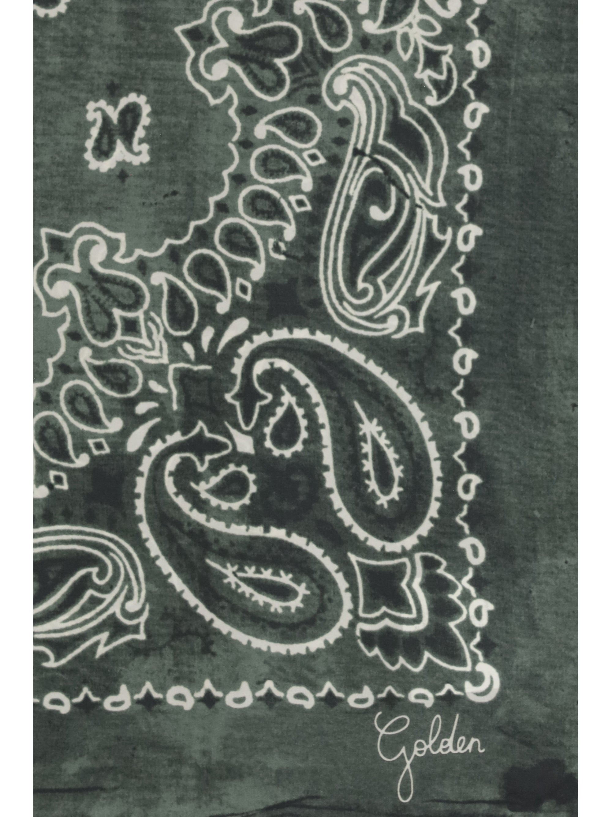 golden paisley printed silk scarf