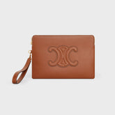 celine-cuir-triomphe-small-brown-leather-pouch
