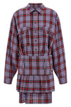 marta mini dress in check print linen