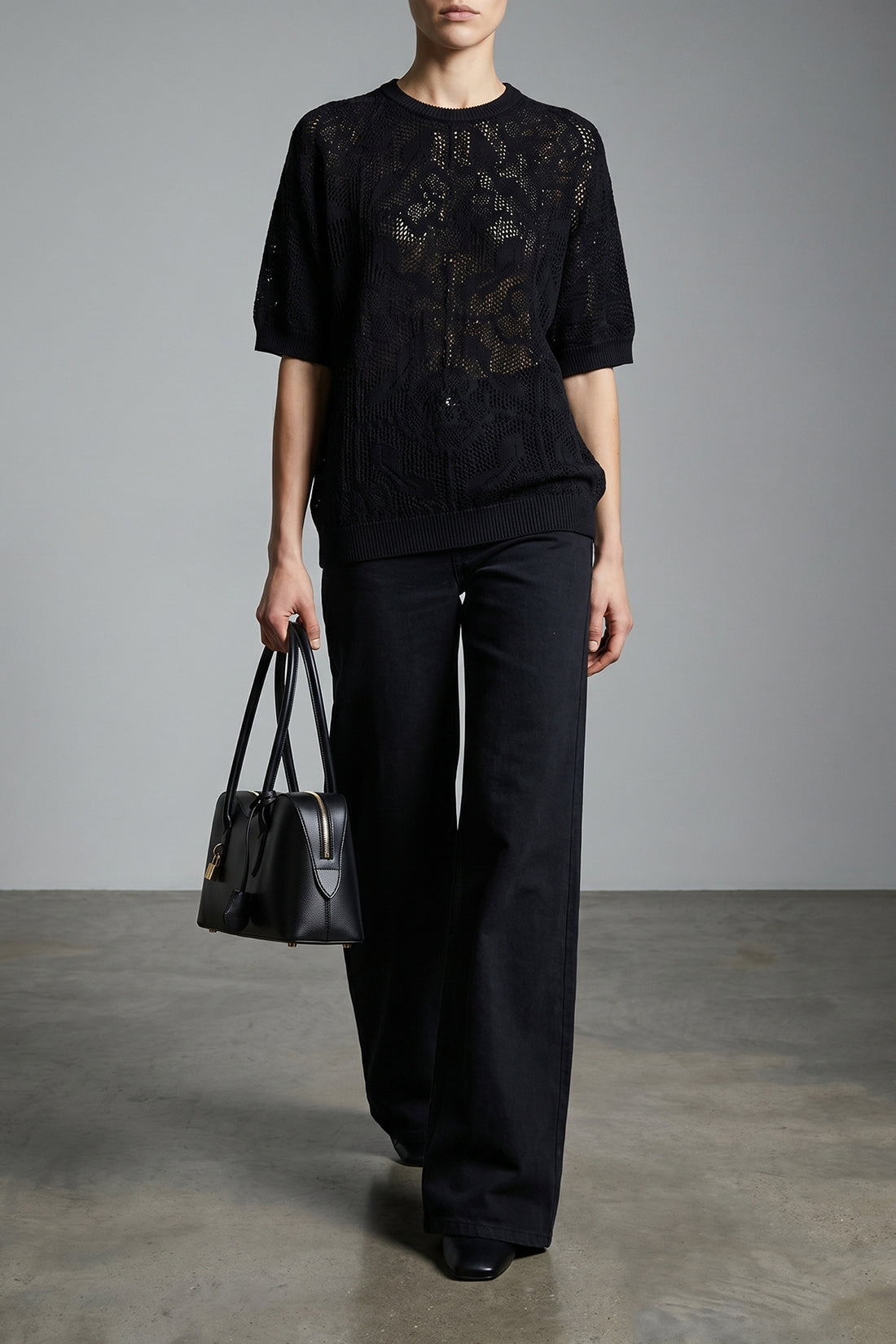 NUDE L knitted openwork cotton sweater