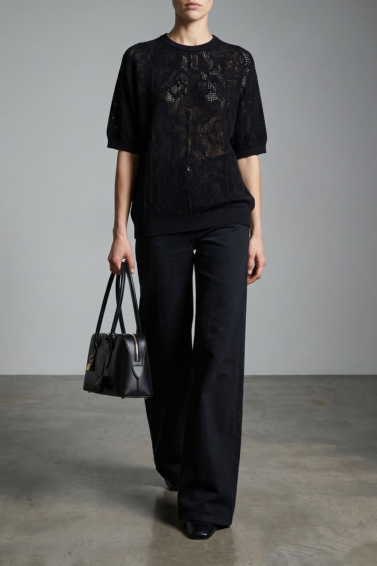 knitted openwork cotton sweater