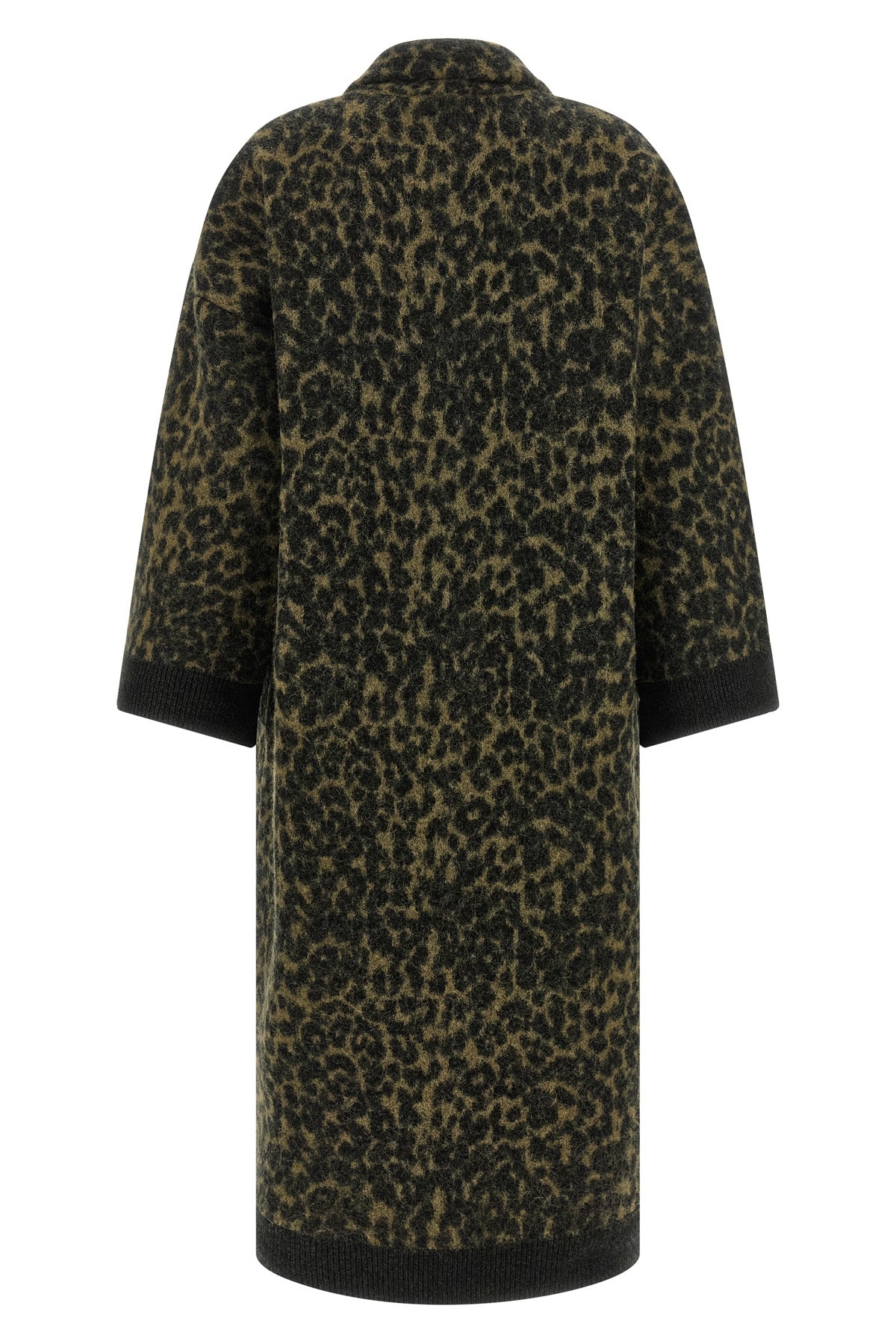 long coat in animal print wool blend
