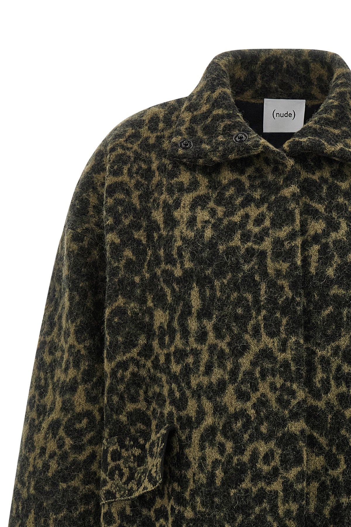 long coat in animal print wool blend