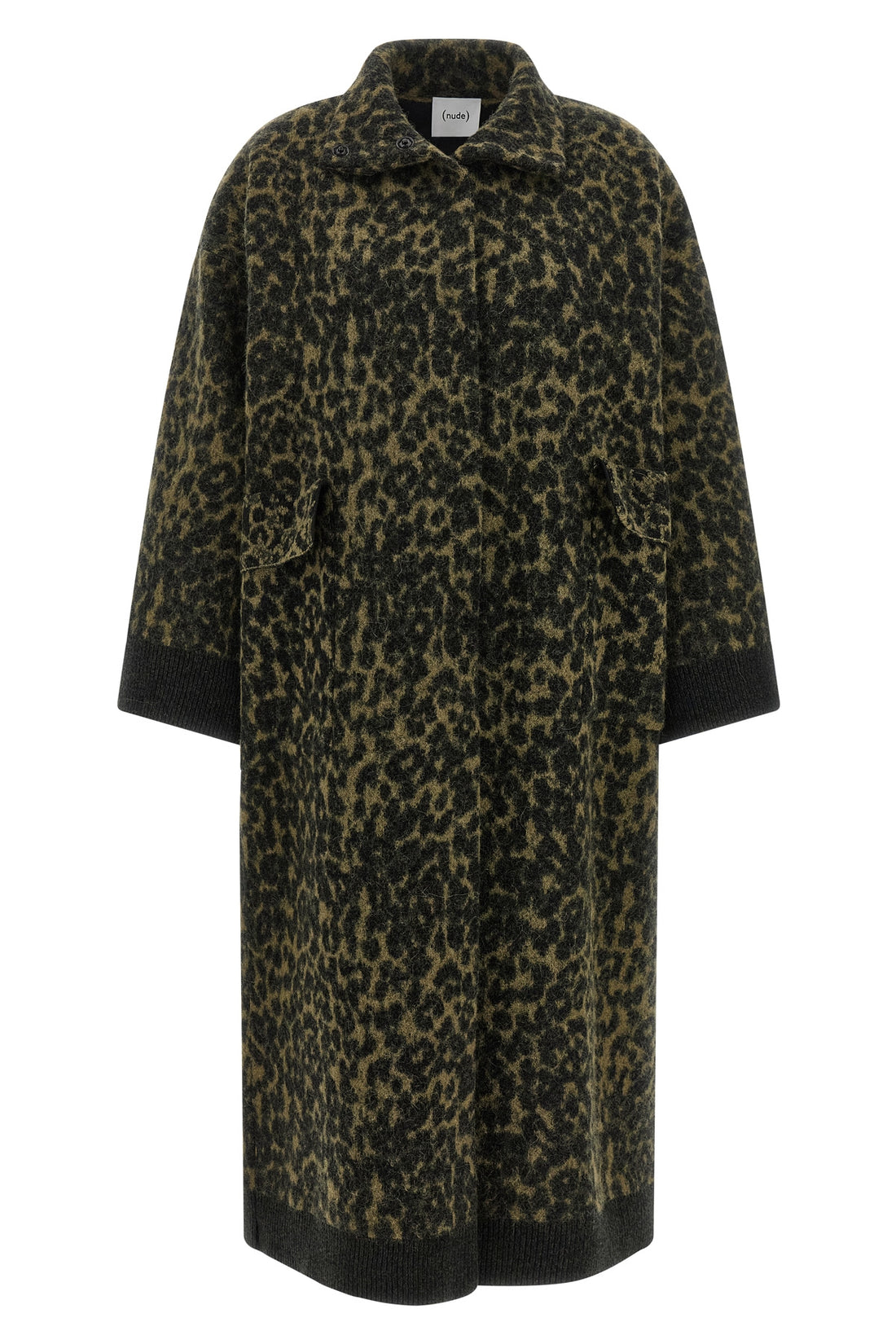 NUDE M long coat in animal print wool blend