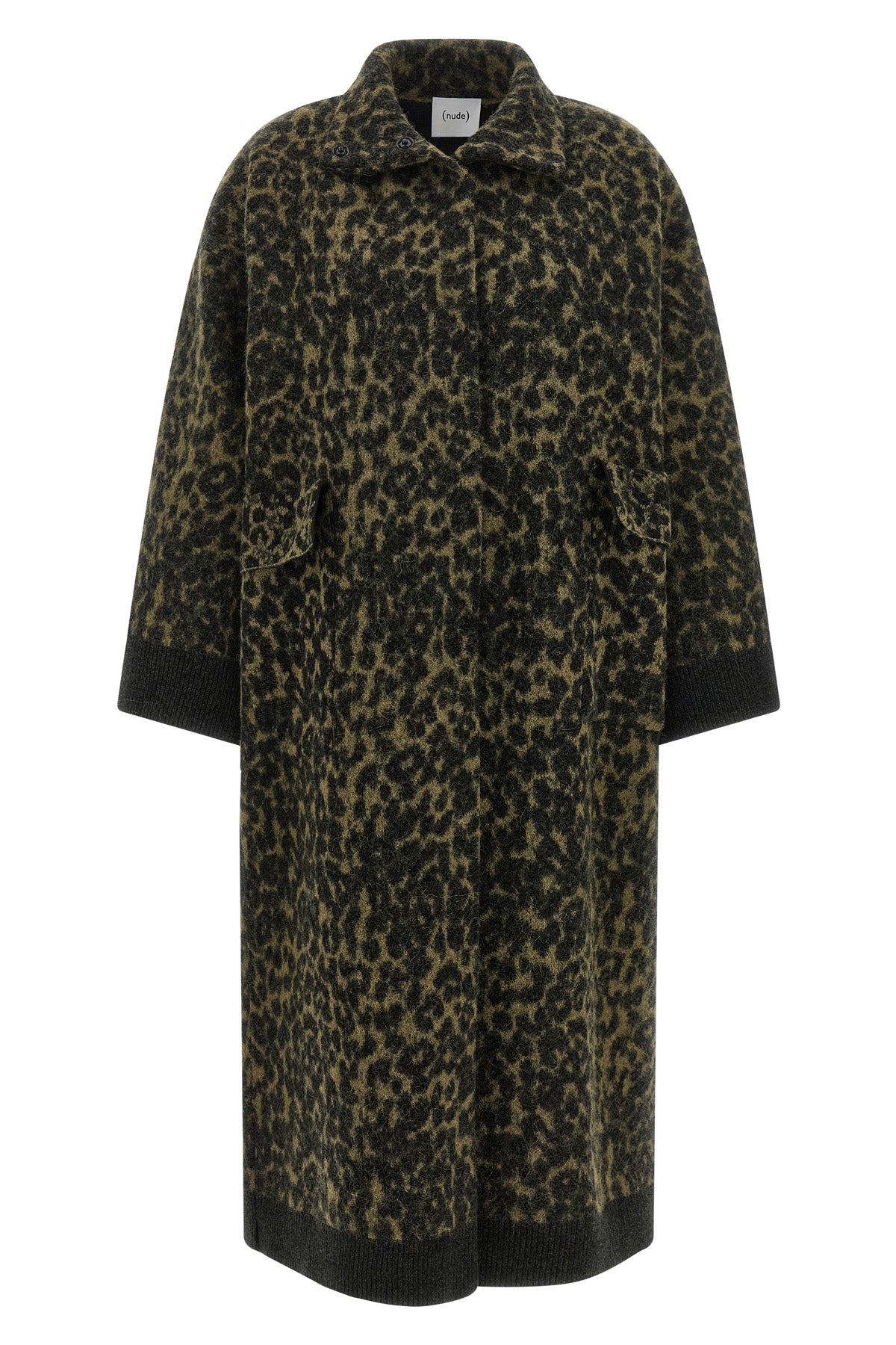 long coat in animal print wool blend